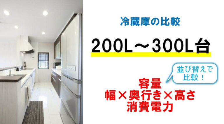 見出しバナー、【200L～399L】冷蔵庫のサイズと消費電力の比較